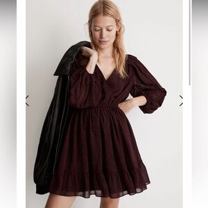 NWOT Madewell Georgette Faux Wrap Mini Dress, XS